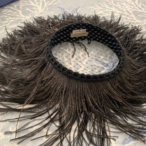 Lord & Taylor Ladies bird cage net & Ostrich feather hat